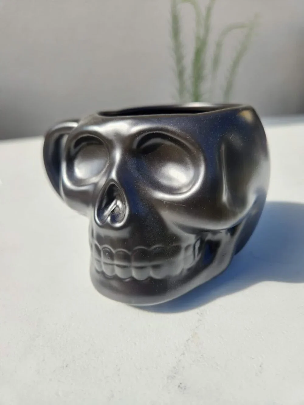 NEW Skull Coffee Mug Dia De Los Muertos Skulls Halloween Stoneware Black Brown M